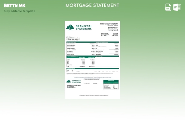 модерен стил Норвешка Drangedal Sparebank изјава за хипотека Шаблон за Word и PD